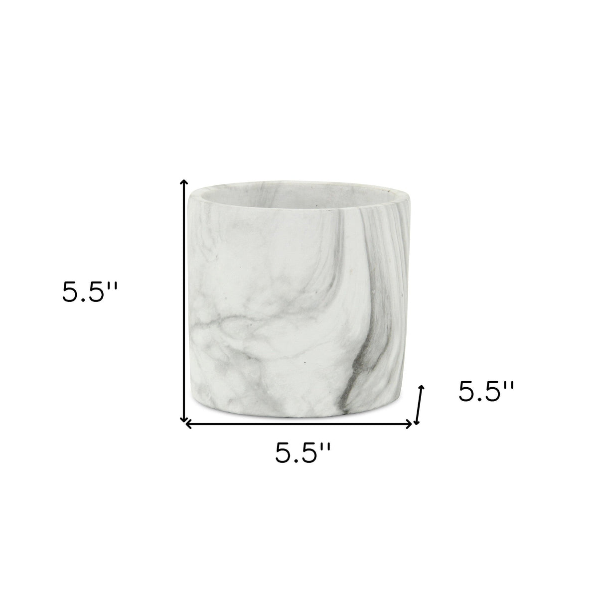 6" White and Gray Marbleized Ceramic Indoor Outdoor Round Pot Planter LuxuryLifeWay Online Store