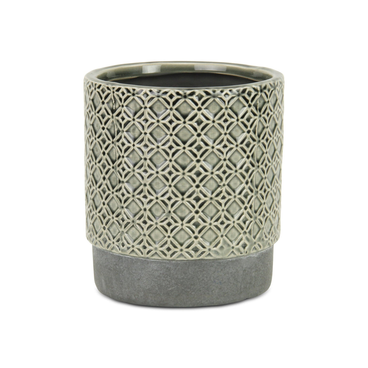6" Gray Geometric Ceramic Indoor Outdoor Round Pot Planter LuxuryLifeWay Online Store