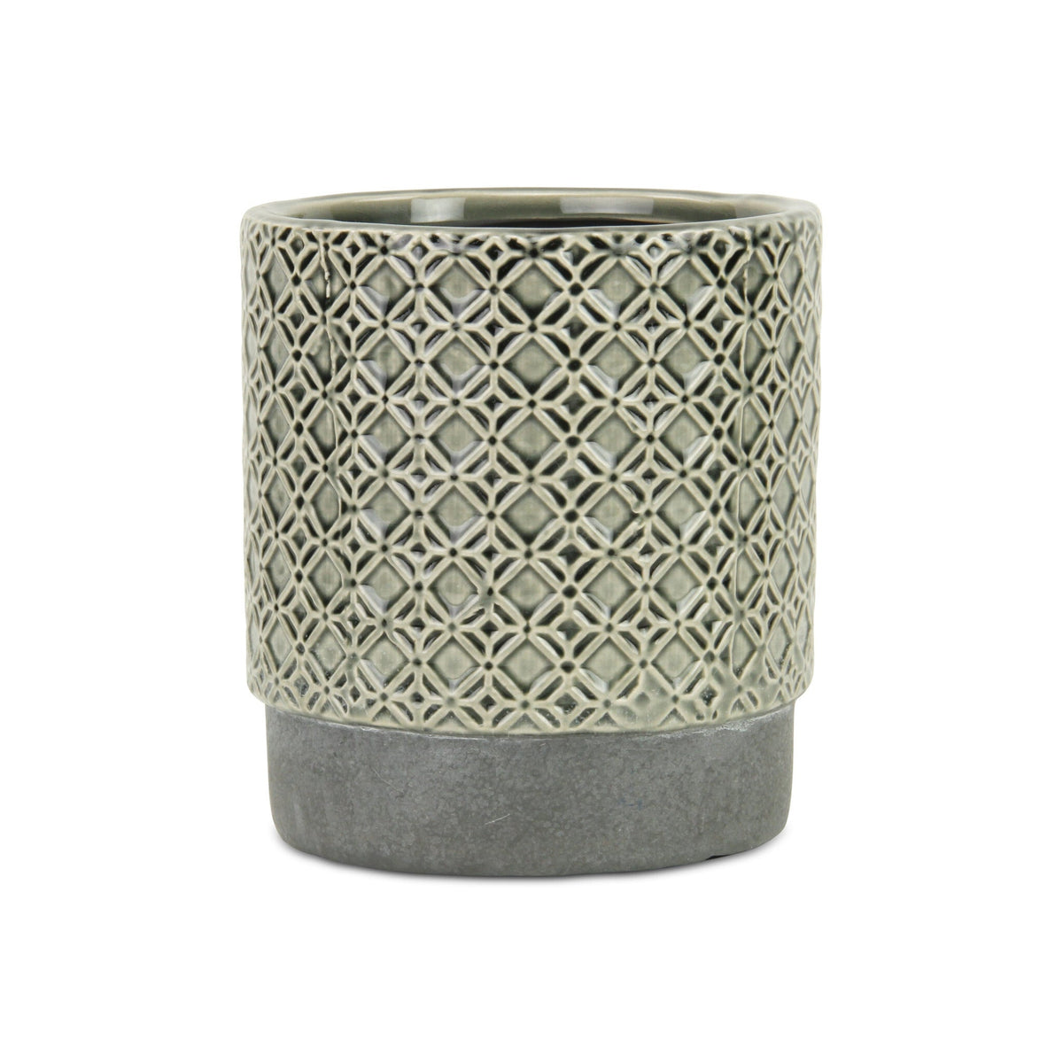 6" Gray Geometric Ceramic Indoor Outdoor Round Pot Planter LuxuryLifeWay Online Store