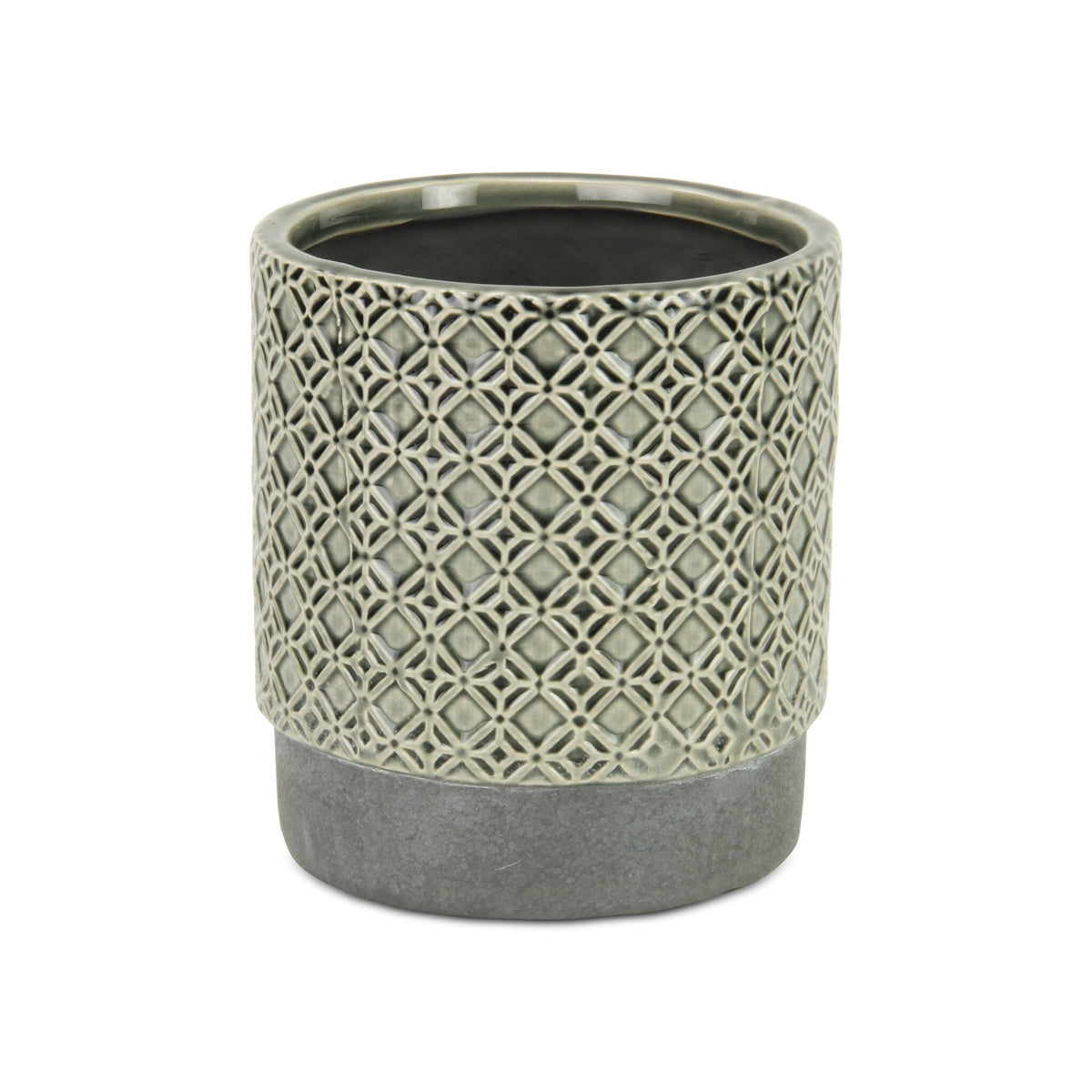 6" Gray Geometric Ceramic Indoor Outdoor Round Pot Planter LuxuryLifeWay Online Store