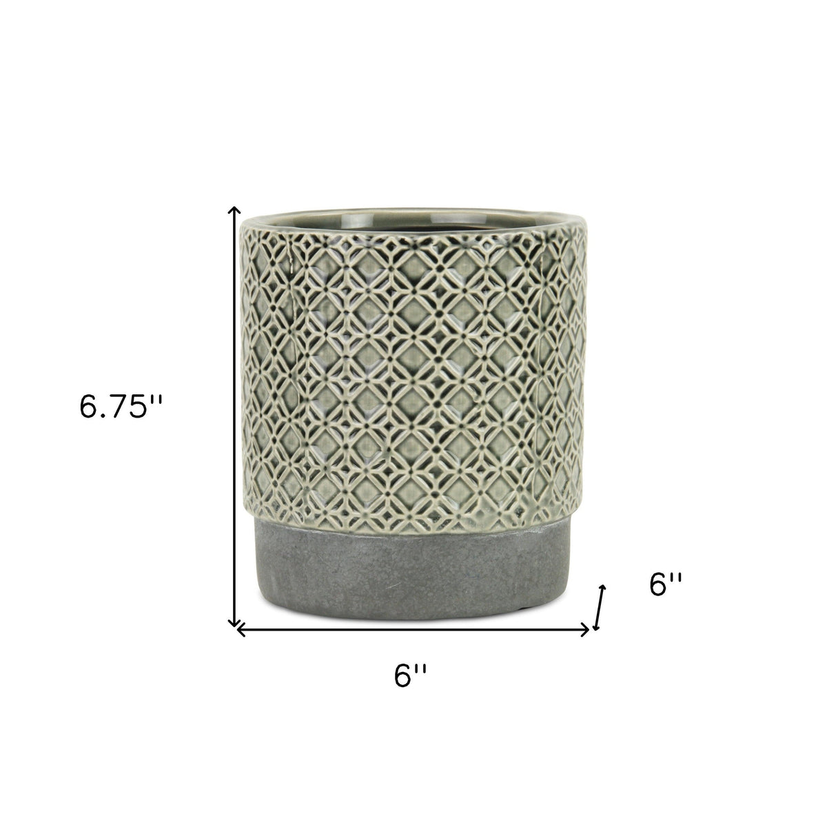 6" Gray Geometric Ceramic Indoor Outdoor Round Pot Planter LuxuryLifeWay Online Store