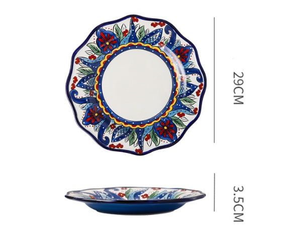 Underglaze Ceramic Tableware Bohemian Household Dishes LadyShow.Store