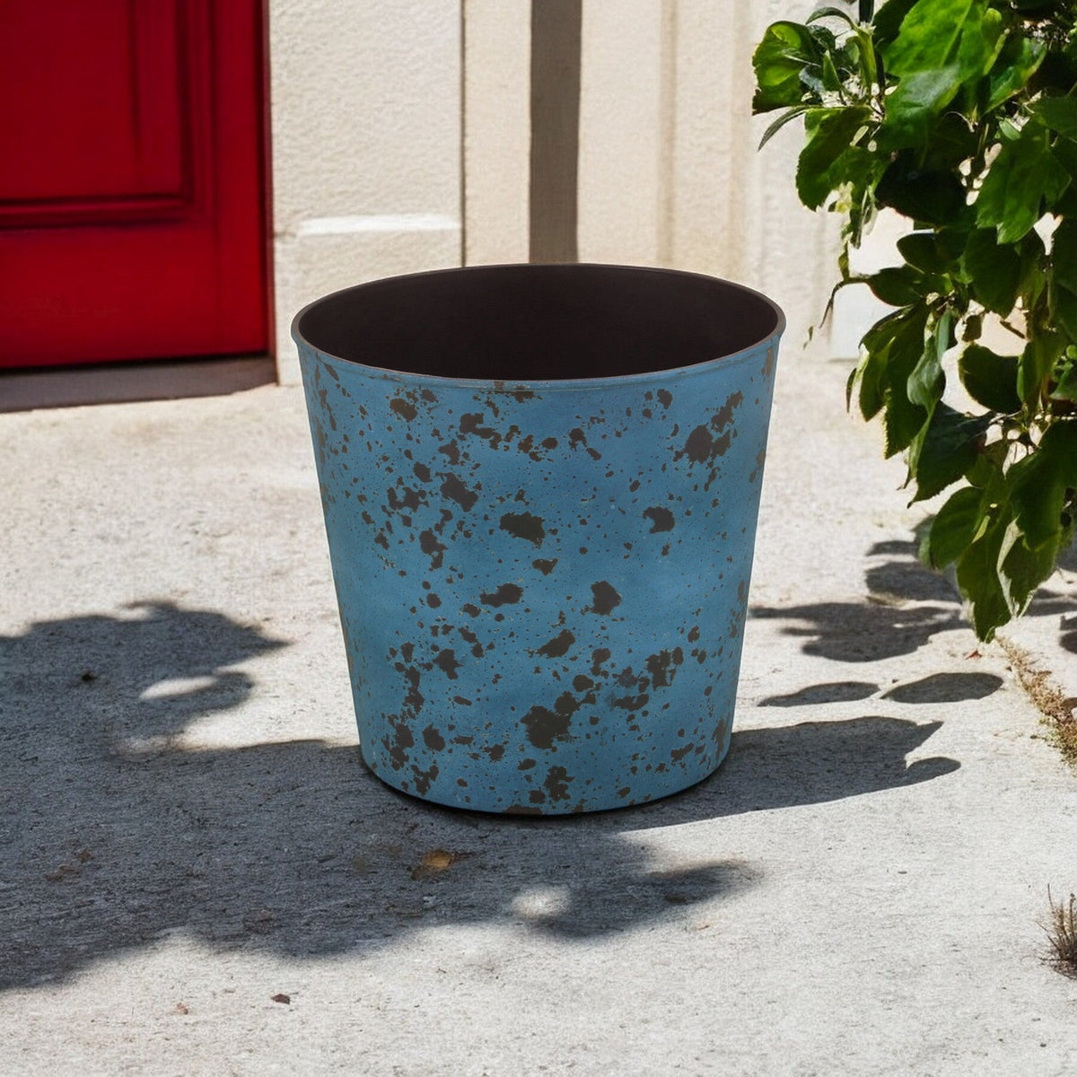 11" Blue Recycled Plastic Indoor Outdoor Round Pot Planter LuxuryLifeWay Online Store
