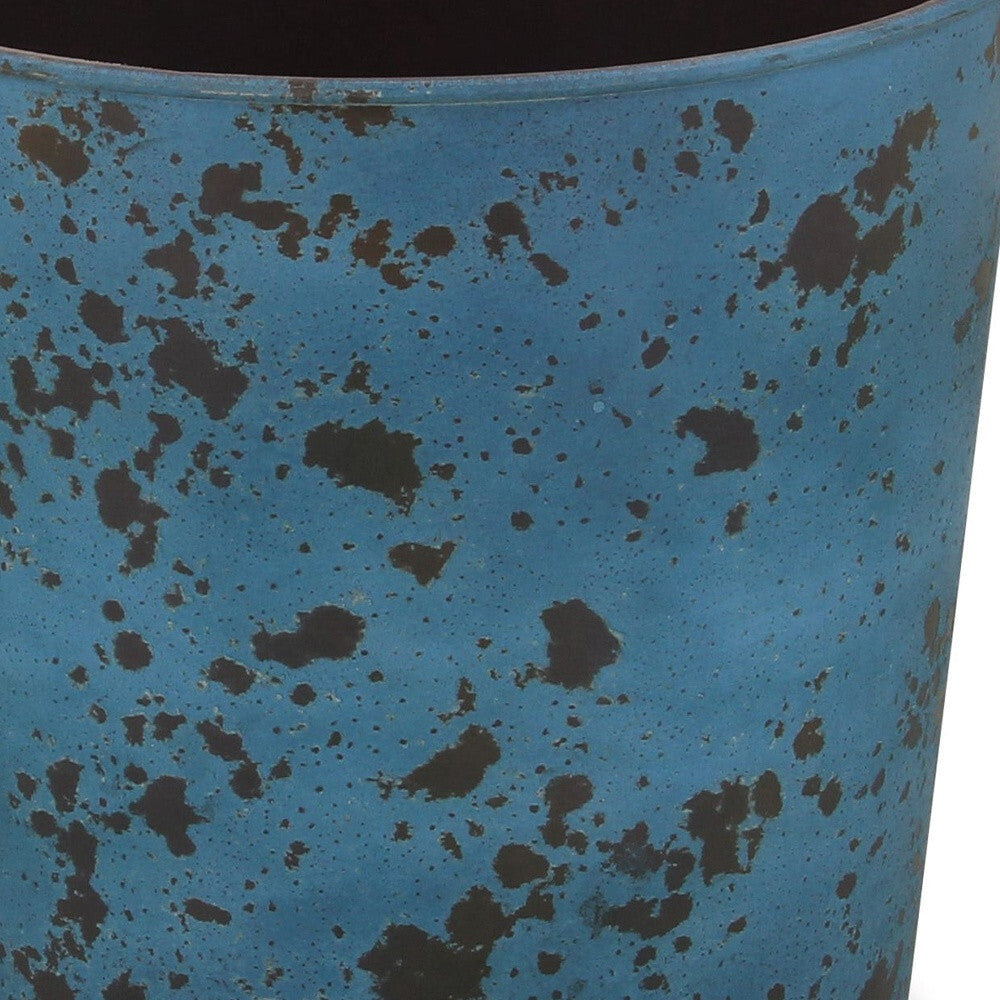 11" Blue Recycled Plastic Indoor Outdoor Round Pot Planter LuxuryLifeWay Online Store