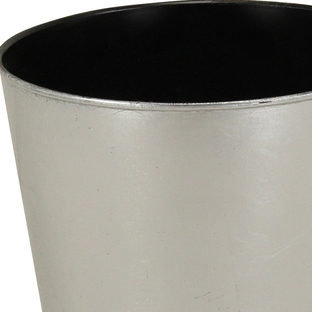 9" Silver Recycled Plastic Indoor Outdoor Round Pot Planter LuxuryLifeWay Online Store