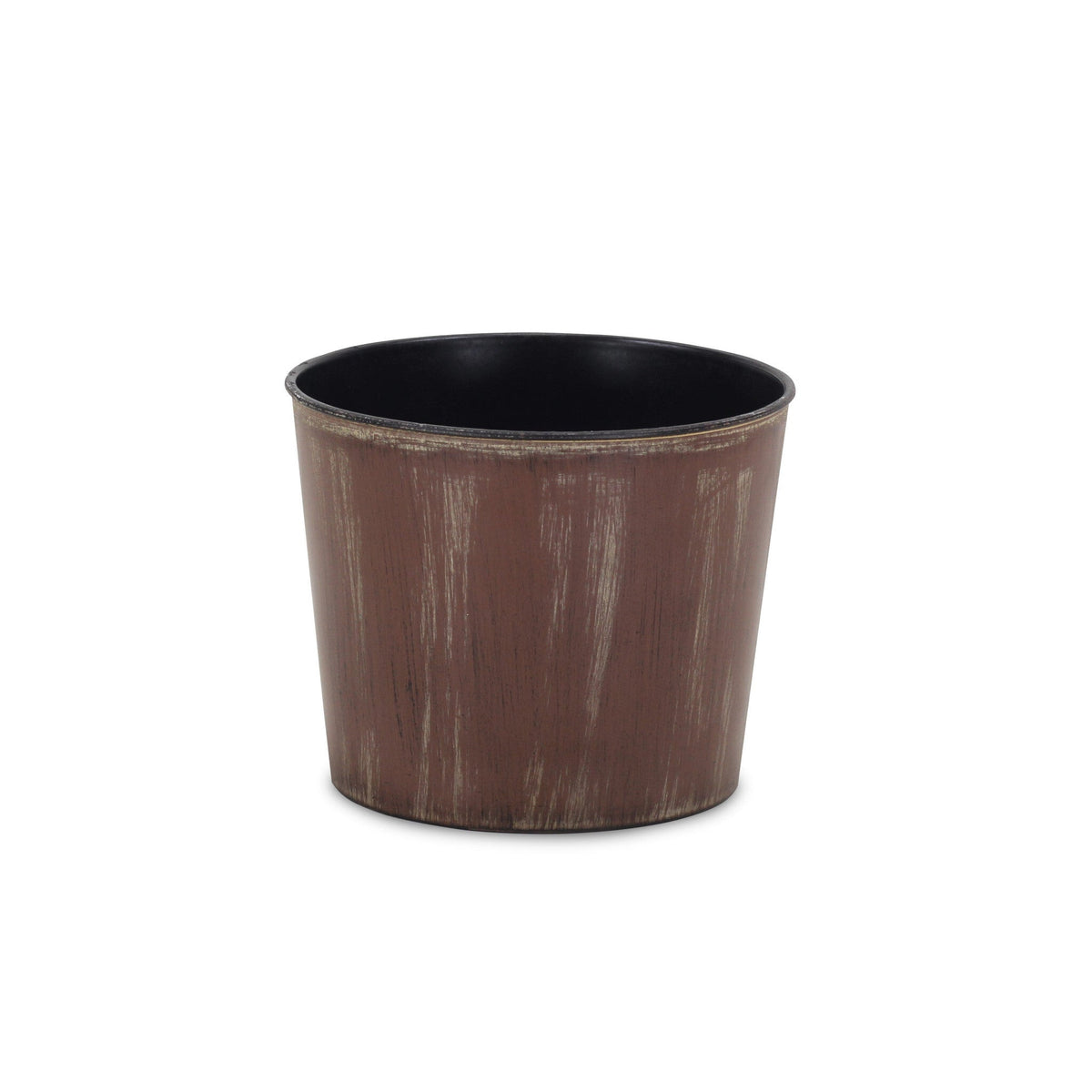 7" Brown and Ivory Textural Tone On Tone Recycled Plastic Indoor Outdoor Round Pot Planter LuxuryLifeWay Online Store