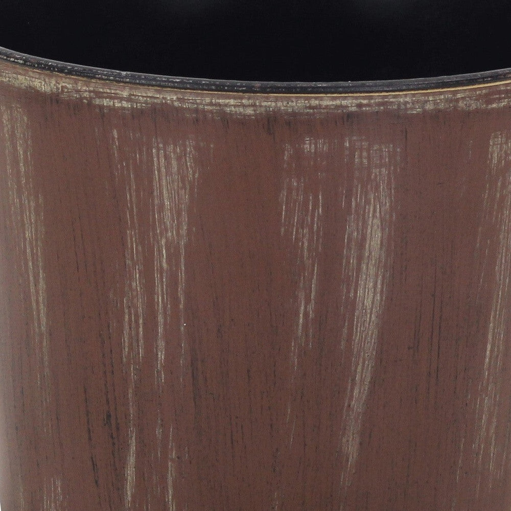 7" Brown and Ivory Textural Tone On Tone Recycled Plastic Indoor Outdoor Round Pot Planter LuxuryLifeWay Online Store