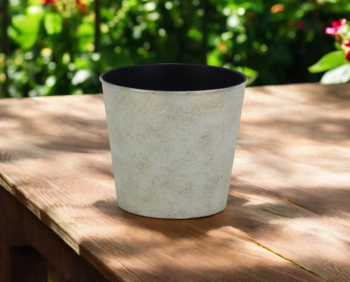 7" Silver Recycled Plastic Indoor Outdoor Round Pot Planter LuxuryLifeWay Online Store