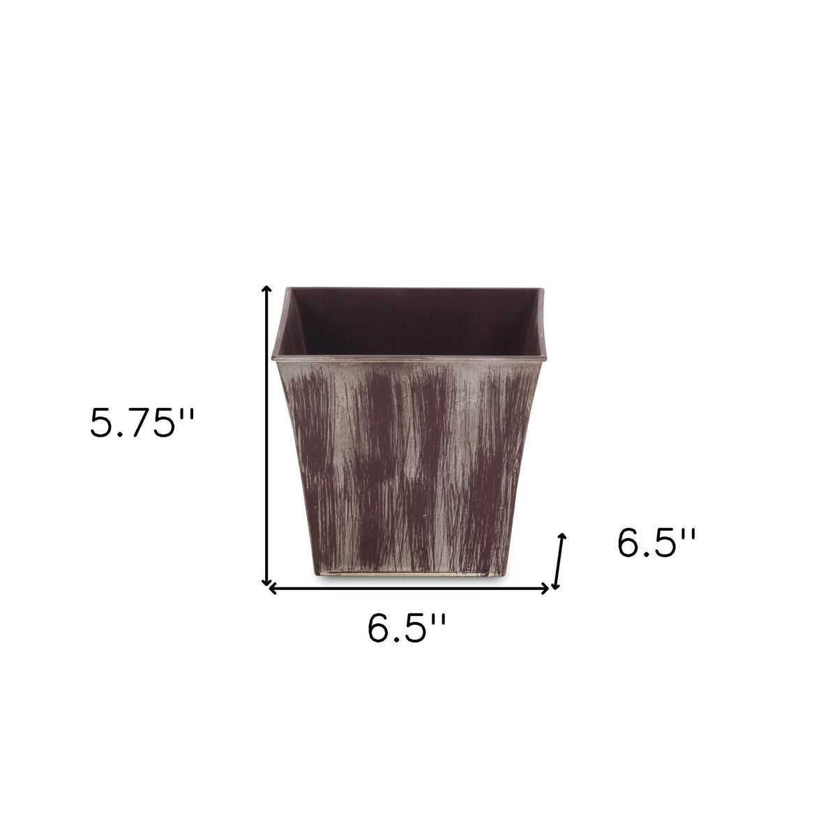 7" Brown and Ivory Textural Tone On Tone Recycled Plastic Indoor Outdoor Square Pot Planter LuxuryLifeWay Online Store