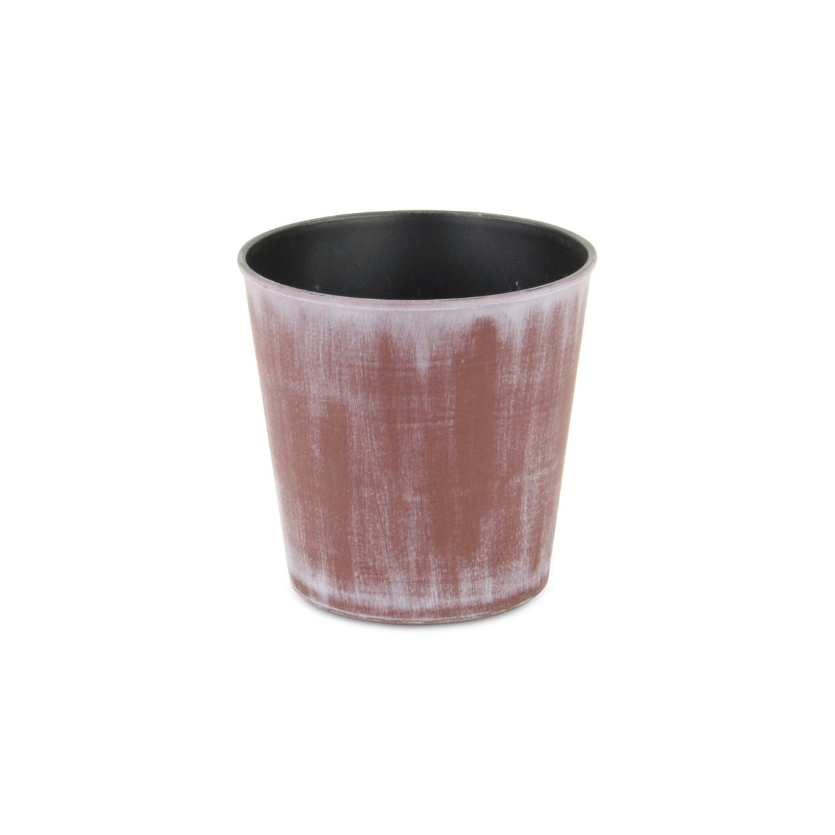 5" Brown and Off White Textural Tone On Tone Recycled Plastic Indoor Outdoor Round Pot Planter LuxuryLifeWay Online Store