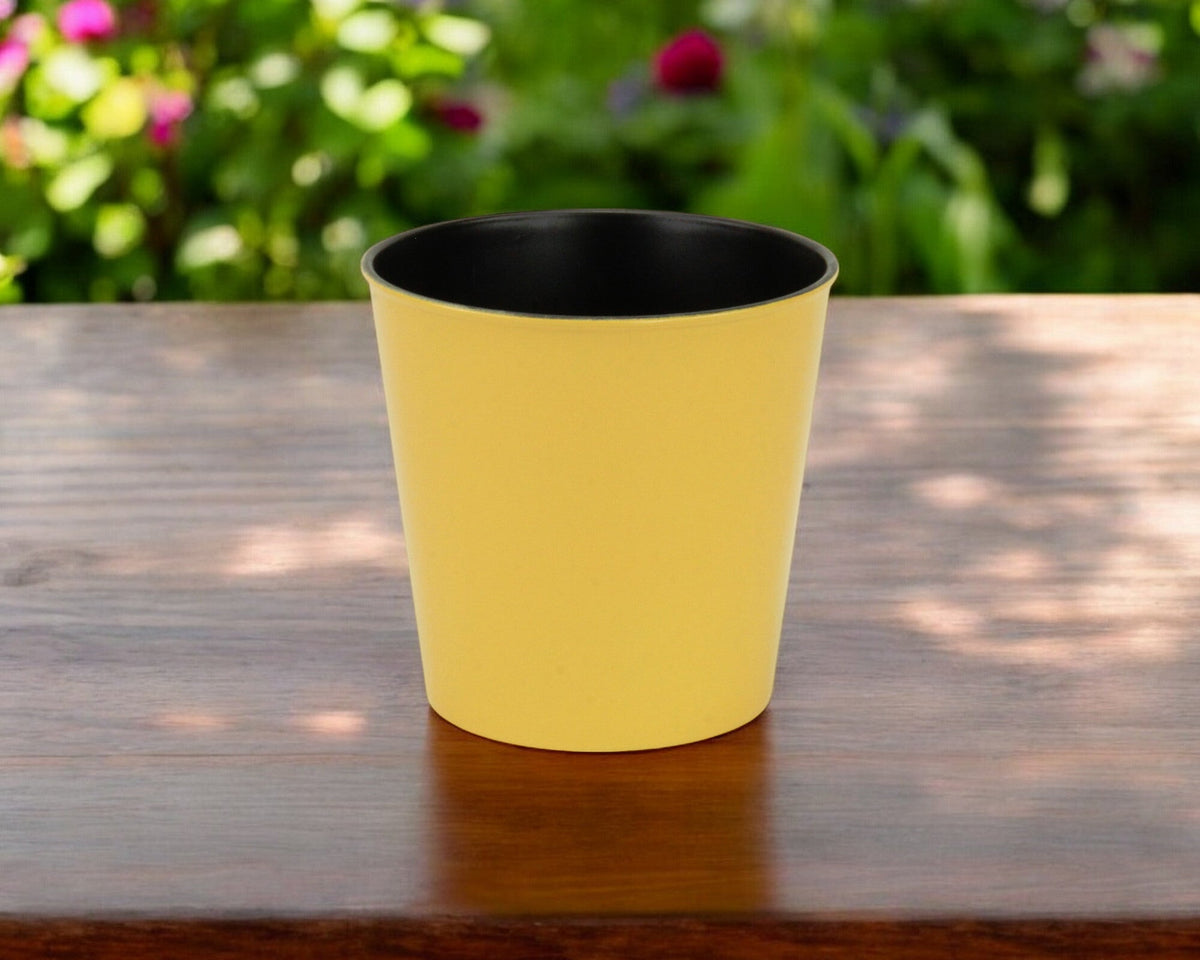 5" Yellow Recycled Plastic Indoor Outdoor Round Pot Planter LuxuryLifeWay Online Store