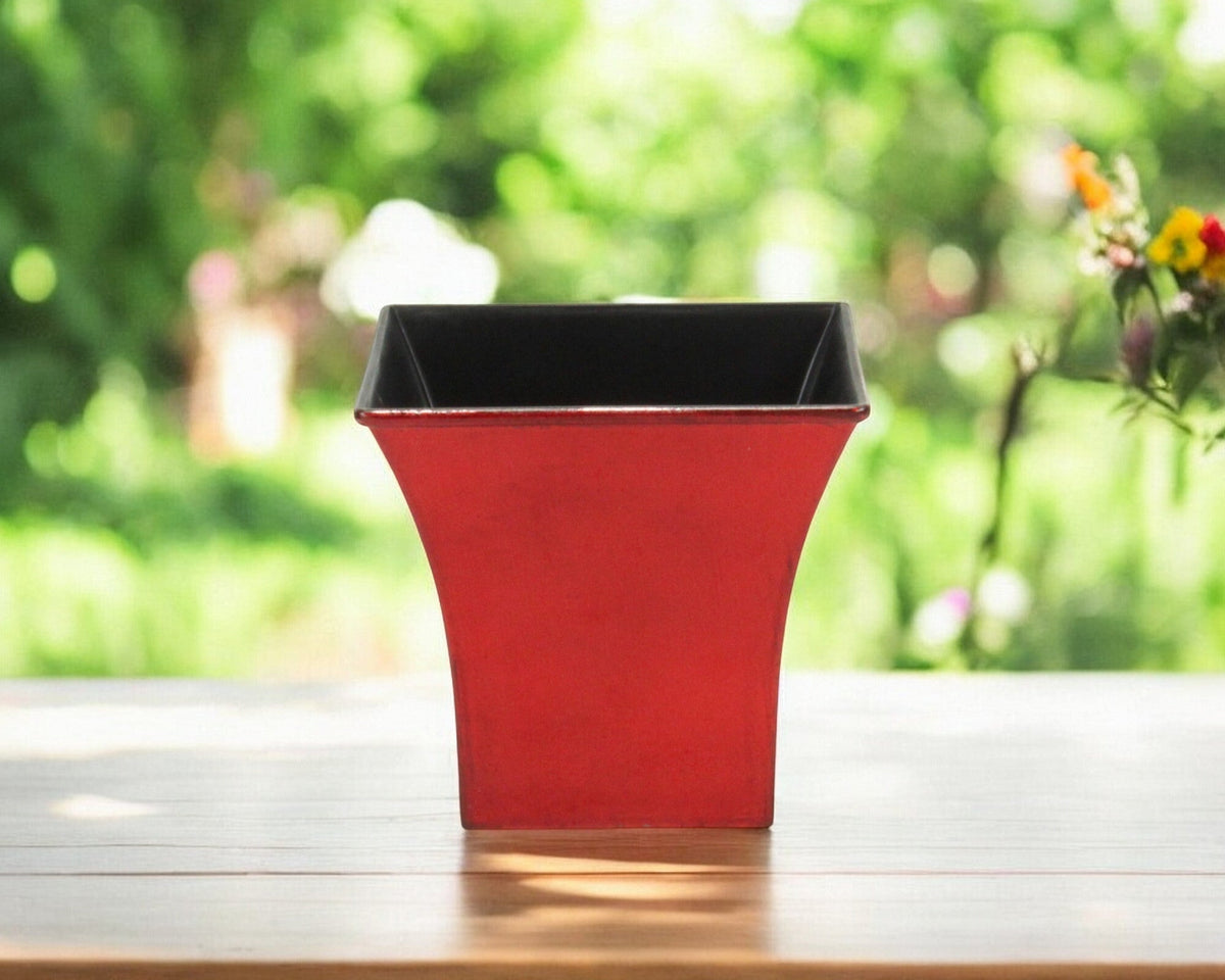 5" Red Recycled Plastic Indoor Outdoor Square Pot Planter LuxuryLifeWay Online Store