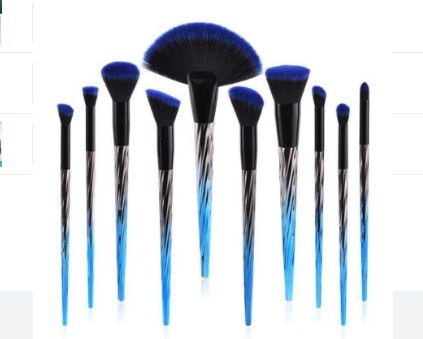 A 10pcs Pro Makeup Brush Set -  Blue Color Family CJD