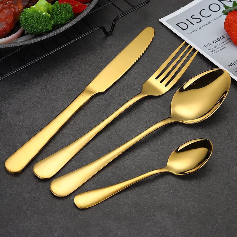24-Piece Stainless Steel Tableware Set - One-Piece Molded Knife Fork Spoon Collection