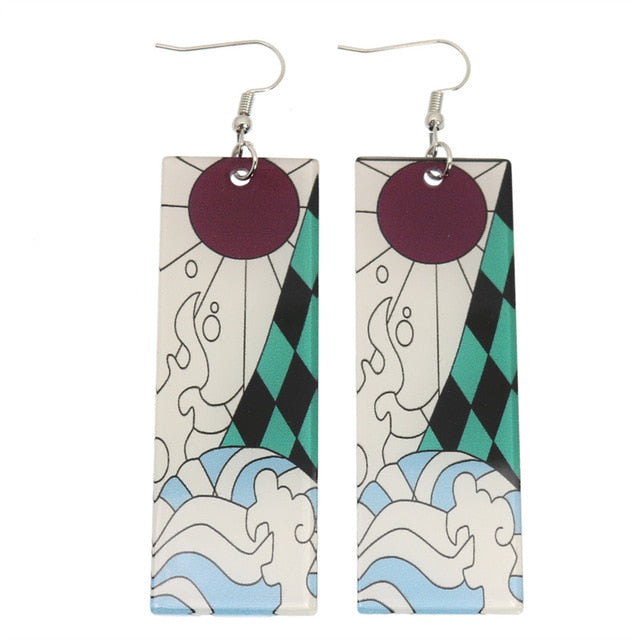 Acrylic Tanjiro Earrings Pi-Mart