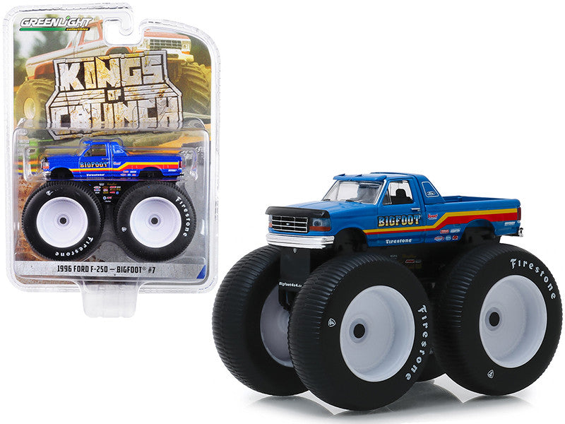 1996 Ford F-250 Monster Truck "Bigfoot #7" Metallic Blue with Stripes "Kings of Crunch" Series 5 1/64 Diecast Model Car by Greenlight LuxuryLifeWay Online Store