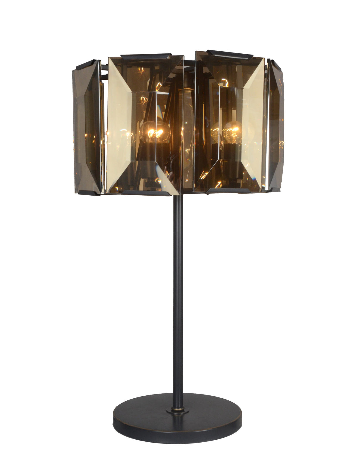 30" Bronze Metal Four Light Cylinder Bedside Table Lamp With Amber Round Shade LuxuryLifeWay Online Store