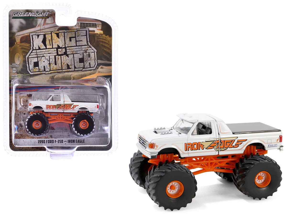 1990 Ford F-350 Monster Truck White "Iron Eagle" "Kings of Crunch" Series 15 1/64 Diecast Model Car by Greenlight LuxuryLifeWay Online Store
