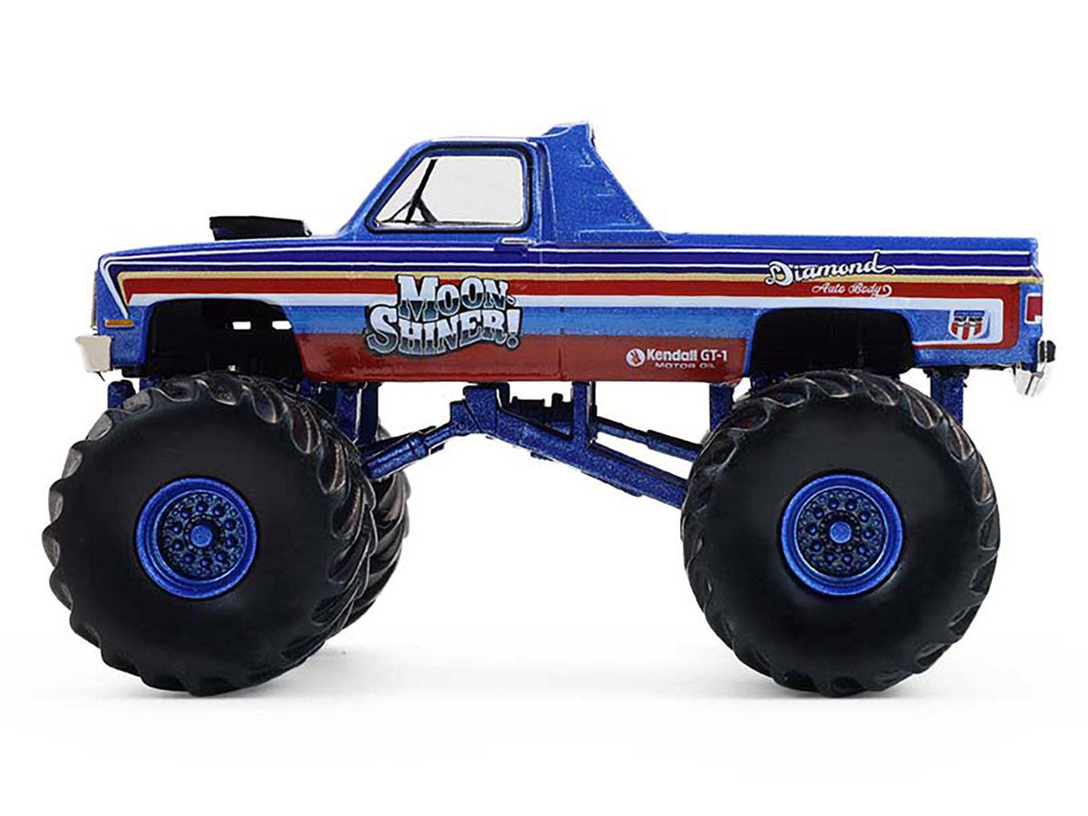 1982 GMC Sierra 2500 Monster Truck "Moonshiner!" Blue Metallic with Stripes "Kings of Crunch" Series 16 1/64 Diecast Model Car by Greenlight LuxuryLifeWay Online Store
