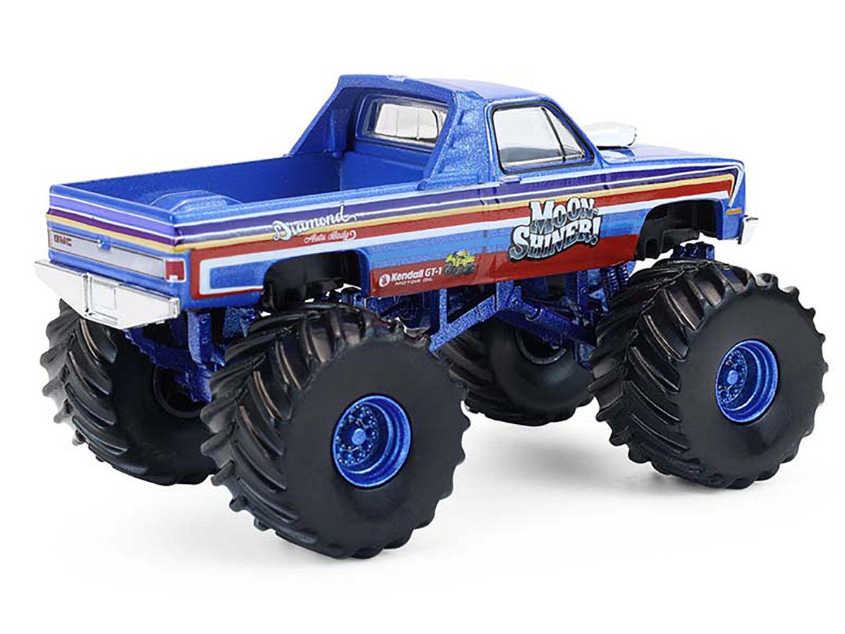 1982 GMC Sierra 2500 Monster Truck "Moonshiner!" Blue Metallic with Stripes "Kings of Crunch" Series 16 1/64 Diecast Model Car by Greenlight LuxuryLifeWay Online Store