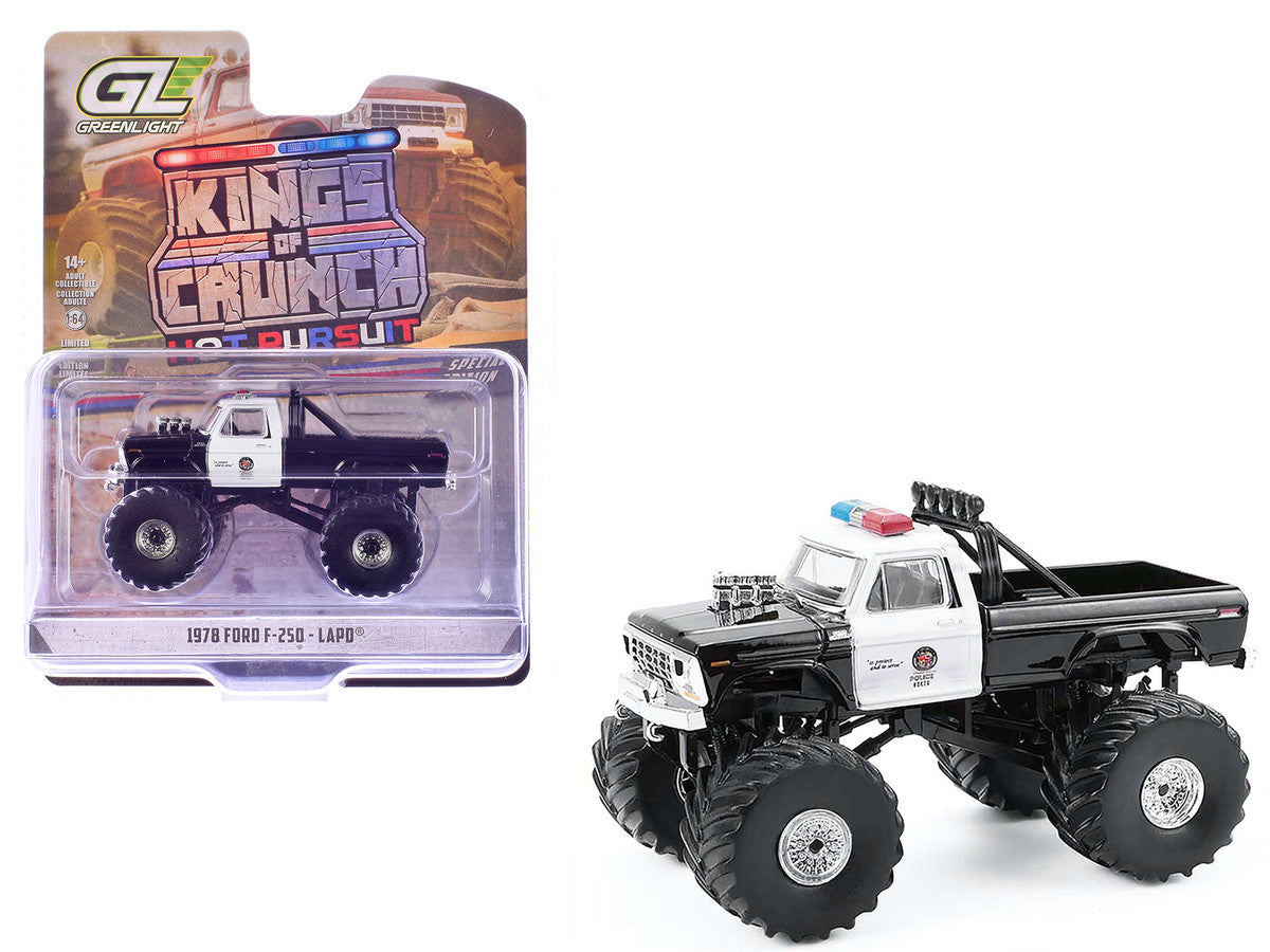 1978 Ford F-250 Monster Truck "LAPD (Los Angeles Police Department)" Black and White "Kings of Crunch - Hot Pursuit" Special Edition 1/64 Diecast Model Car by Greenlight LuxuryLifeWay Online Store