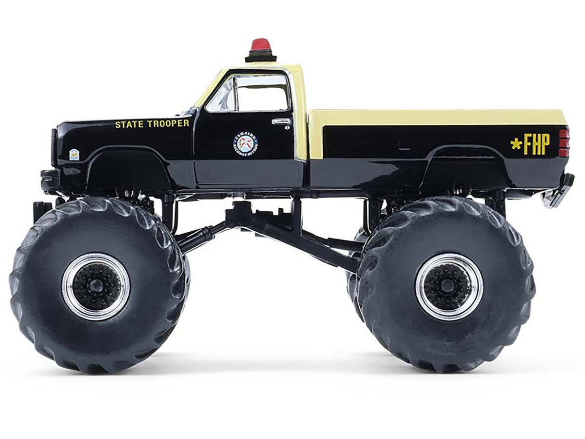 1983 Dodge Ram W350 Monster Truck "Florida Highway Patrol" Black with Cream Top and Stripes "Kings of Crunch - Hot Pursuit" Special Edition 1/64 Diecast Model Car by Greenlight LuxuryLifeWay Online Store