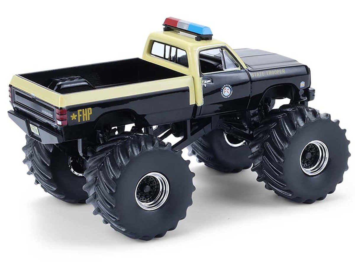 1983 Dodge Ram W350 Monster Truck "Florida Highway Patrol" Black with Cream Top and Stripes "Kings of Crunch - Hot Pursuit" Special Edition 1/64 Diecast Model Car by Greenlight LuxuryLifeWay Online Store