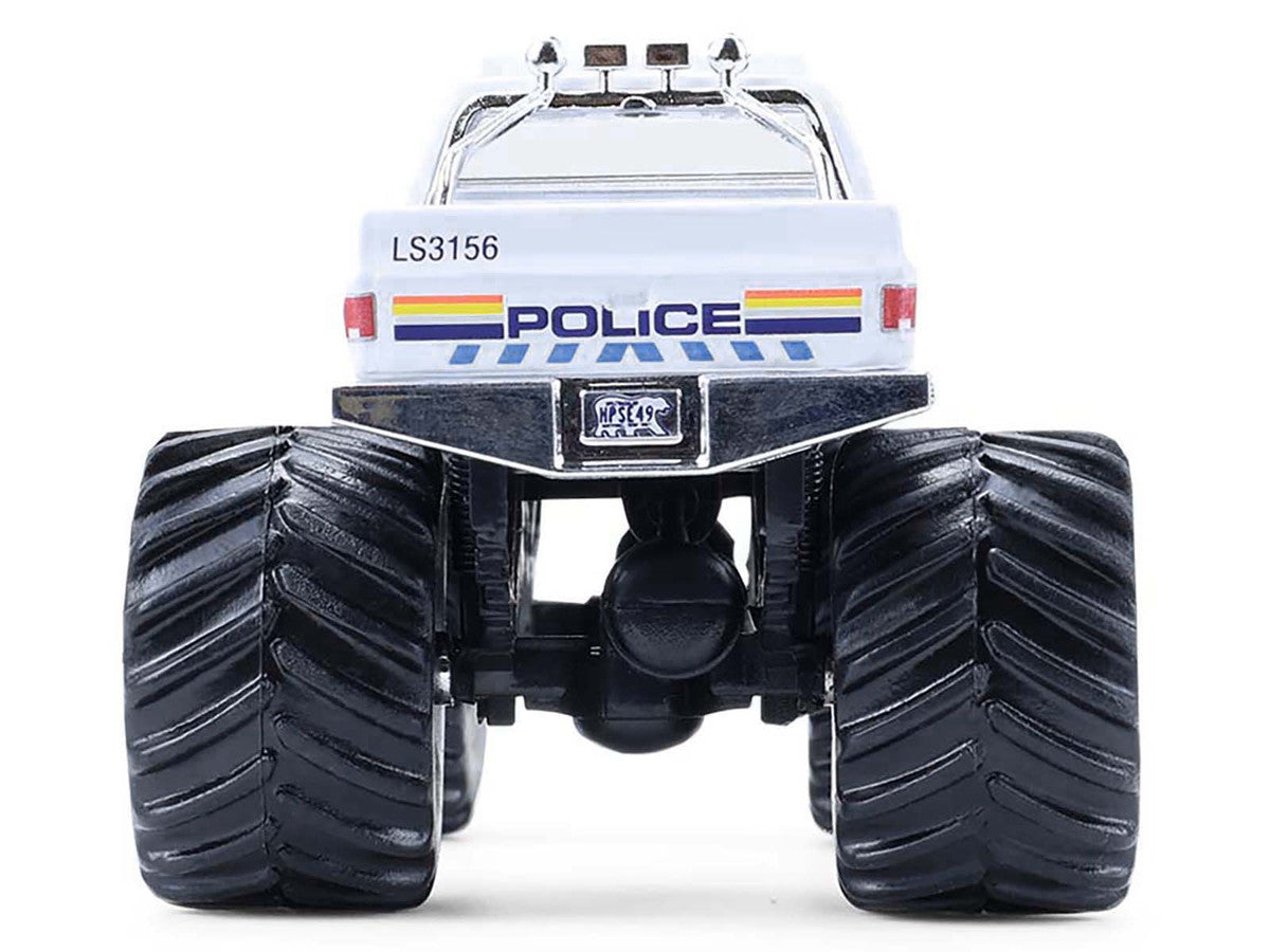 1986 Chevrolet Silverado Monster Truck "Royal Canadian Mounted Police" White with Stripes "Kings of Crunch - Hot Pursuit" Special Edition 1/64 Diecast Model Car by Greenlight LuxuryLifeWay Online Store