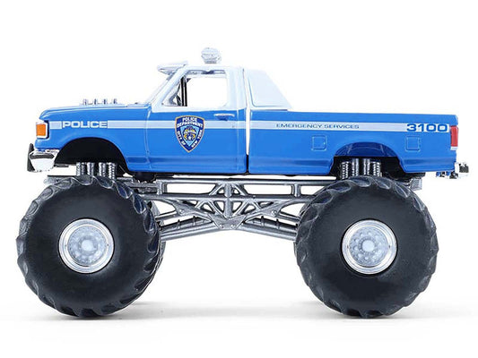 1990 Ford F-350 Monster Truck "NYPD (New York Police Department)" Blue with White Top "Kings of Crunch - Hot Pursuit" Special Edition 1/64 Diecast Model Car by Greenlight LuxuryLifeWay Online Store