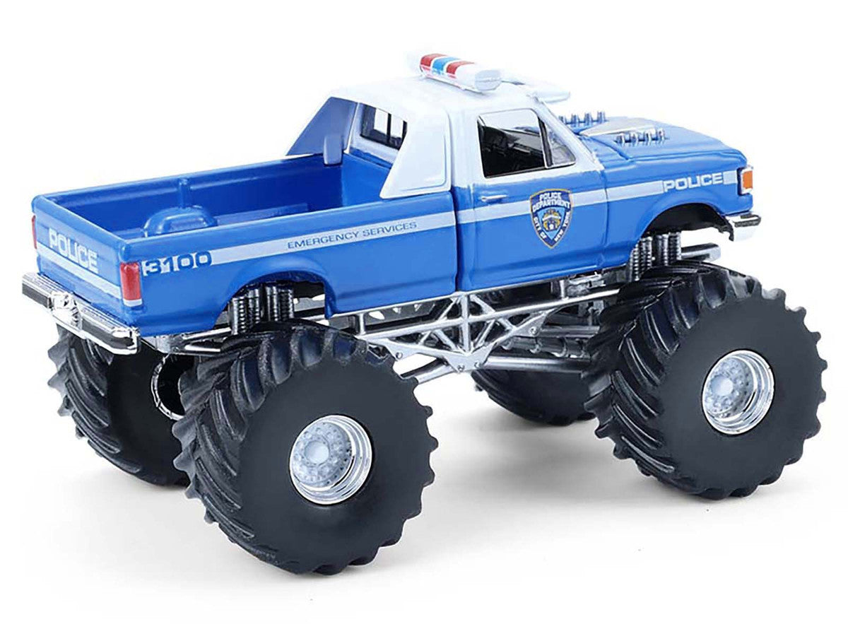 1990 Ford F-350 Monster Truck "NYPD (New York Police Department)" Blue with White Top "Kings of Crunch - Hot Pursuit" Special Edition 1/64 Diecast Model Car by Greenlight LuxuryLifeWay Online Store