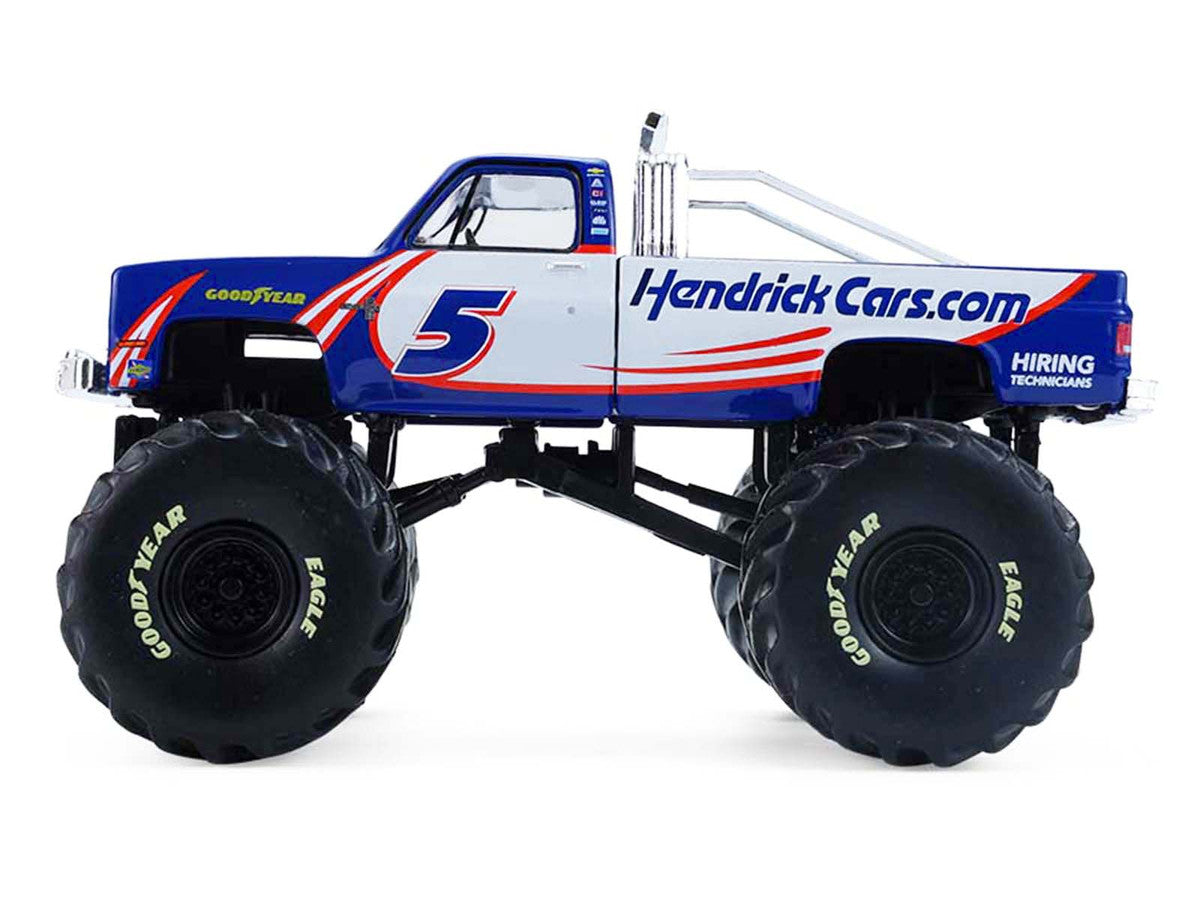 1981 Chevrolet K20 Monster Truck #5 "HendrickCars.com" Blue and White with Graphics "Kings of Crunch - Hendrick Motorsports Tribute" Special Edition 1/64 Diecast Model Car by Greenlight LuxuryLifeWay Online Store
