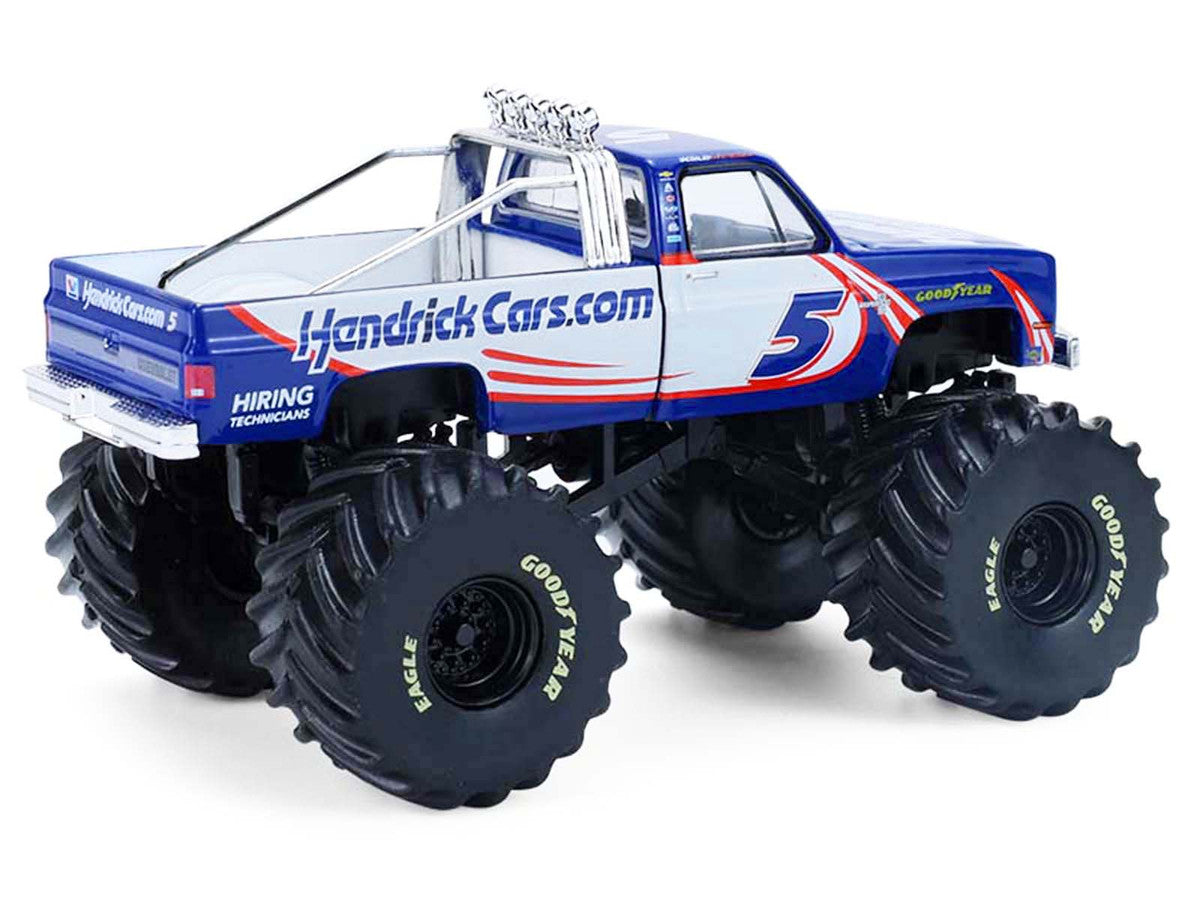 1981 Chevrolet K20 Monster Truck #5 "HendrickCars.com" Blue and White with Graphics "Kings of Crunch - Hendrick Motorsports Tribute" Special Edition 1/64 Diecast Model Car by Greenlight LuxuryLifeWay Online Store