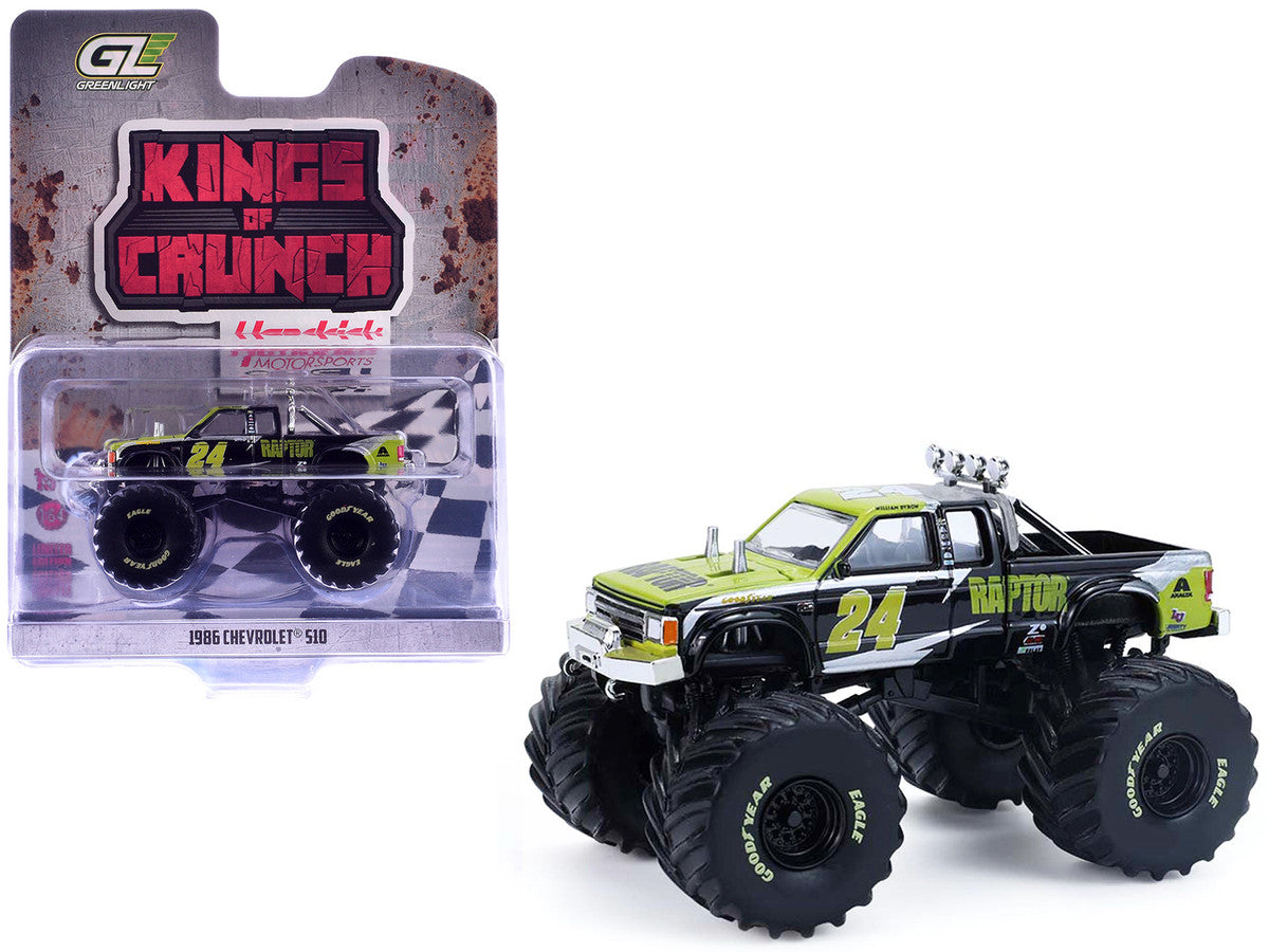 1986 Chevrolet S10 Monster Truck #24 "Raptor" Black and Green with Graphics "Kings of Crunch - Hendrick Motorsports Tribute" Special Edition 1/64 Diecast Model Car by Greenlight LuxuryLifeWay Online Store