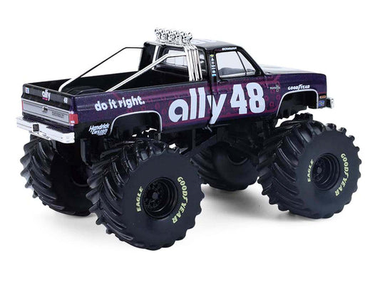 1984 Chevrolet Silverado Monster Truck #48 "Ally" Black and Purple with Graphics "Kings of Crunch - Hendrick Motorsports Tribute" Special Edition 1/64 Diecast Model Car by Greenlight LuxuryLifeWay Online Store