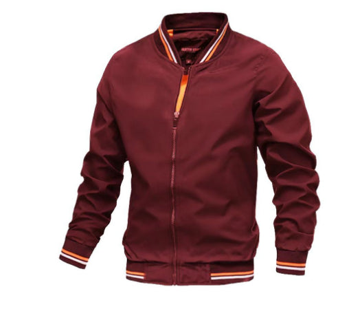 Men's Striped Zip-up Jacket With Pockets Fashion Casual Outerwear Sports Baseball Clothing Spring And Fall LadyShow.Store