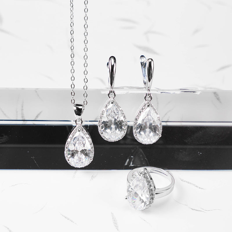 Drop-shaped Zircon Non-fading Ornament Three-piece Set LadyShow.Store