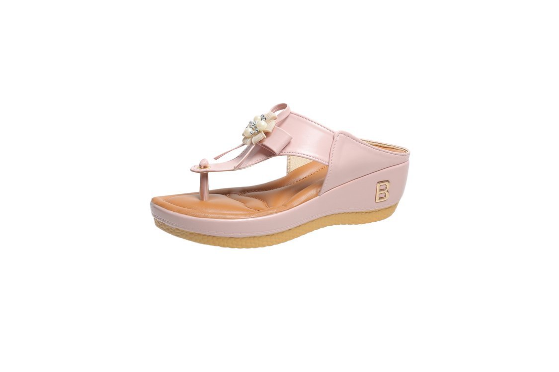 Women's European And America Flower Flip Flops Large Size Beach Shoes LadyShow.Store