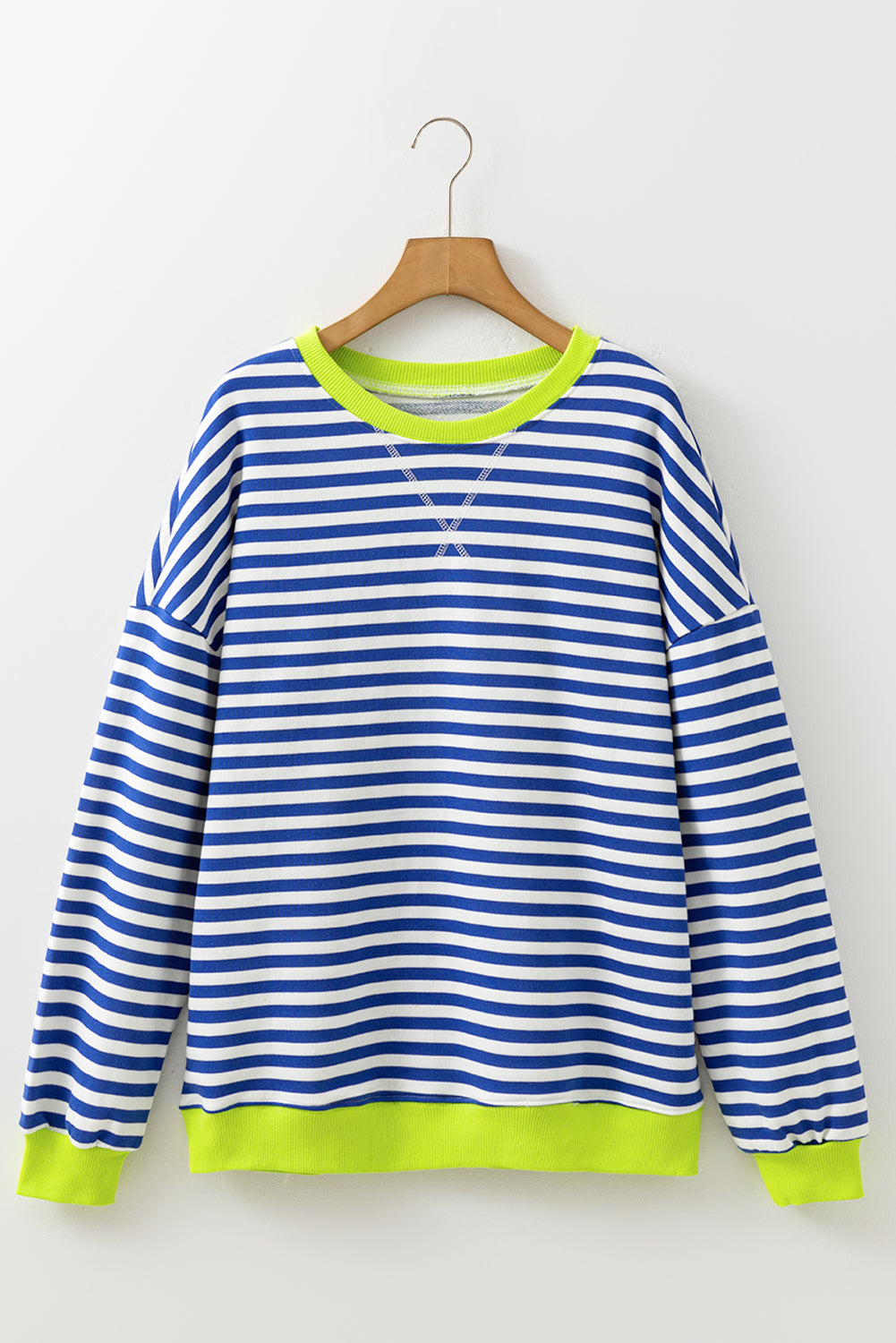 Elliana Stripe Crossed Stitch Drop Shoulder Sweatshirt LuxuryLifeWay Online Store