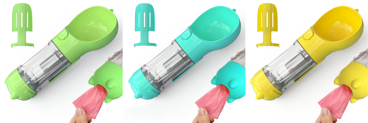 Pet Water Bottle Feeder Bowl Garbage Bag Storage Portable Pet Outdoor Travel 3 In 1 Dog Water Bottle Pets Fashion