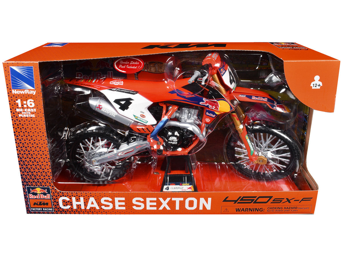 KTM 450 SX-F #4 Chase Sexton "Red Bull KTM Factory Racing" Supercross 1/6 Diecast Model by New Ray LuxuryLifeWay Online Store