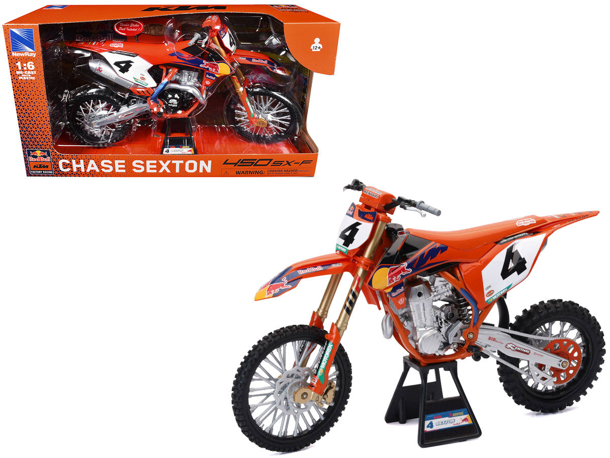 KTM 450 SX-F #4 Chase Sexton "Red Bull KTM Factory Racing" Supercross 1/6 Diecast Model by New Ray LuxuryLifeWay Online Store