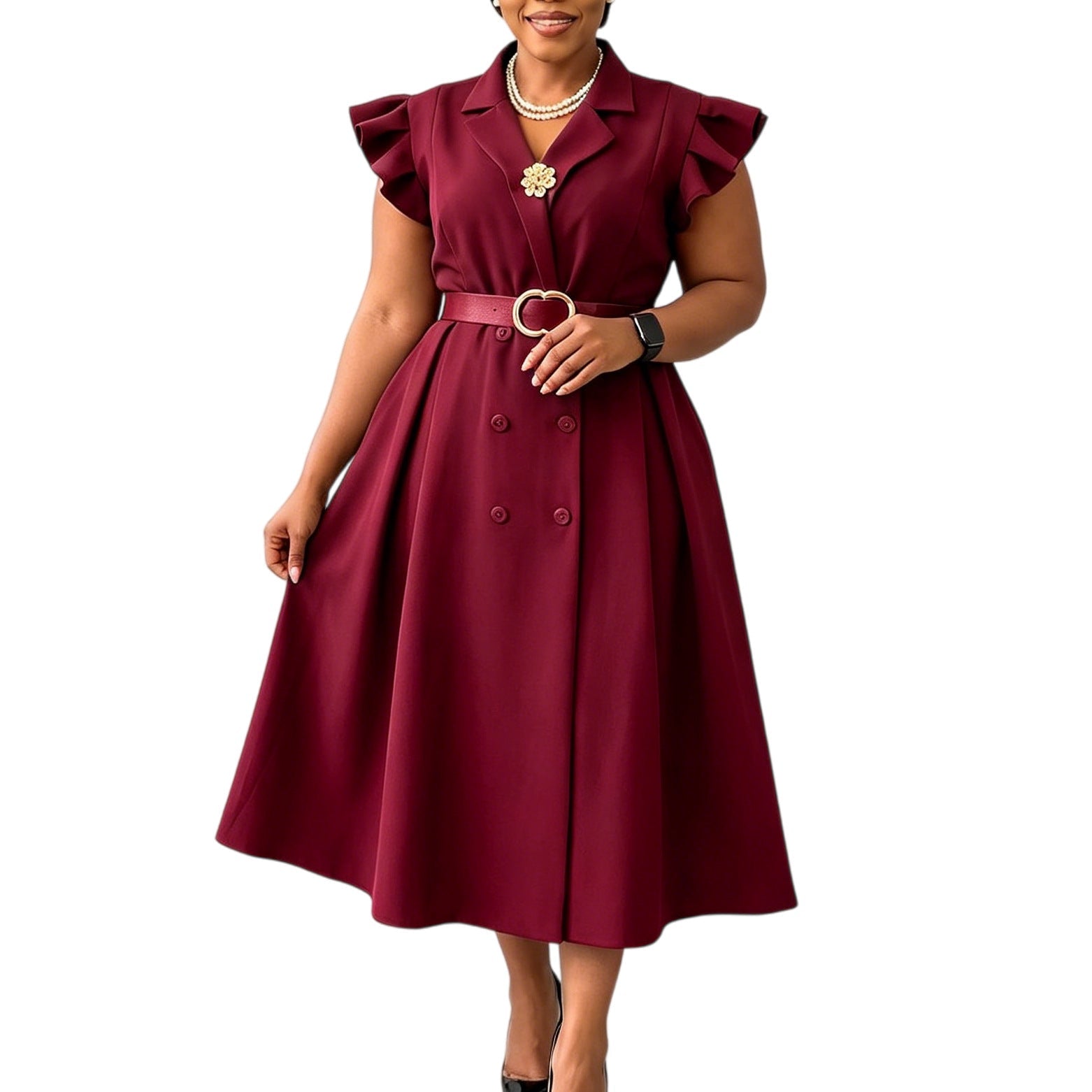 Double-breasted African Dress For Women NorixaFashion.com