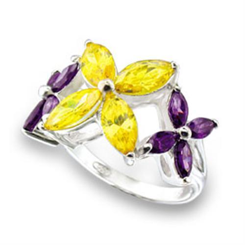 49816 - High-Polished 925 Sterling Silver Ring with AAA Grade CZ  in Multi Color LuxuryLifeWay Online Store