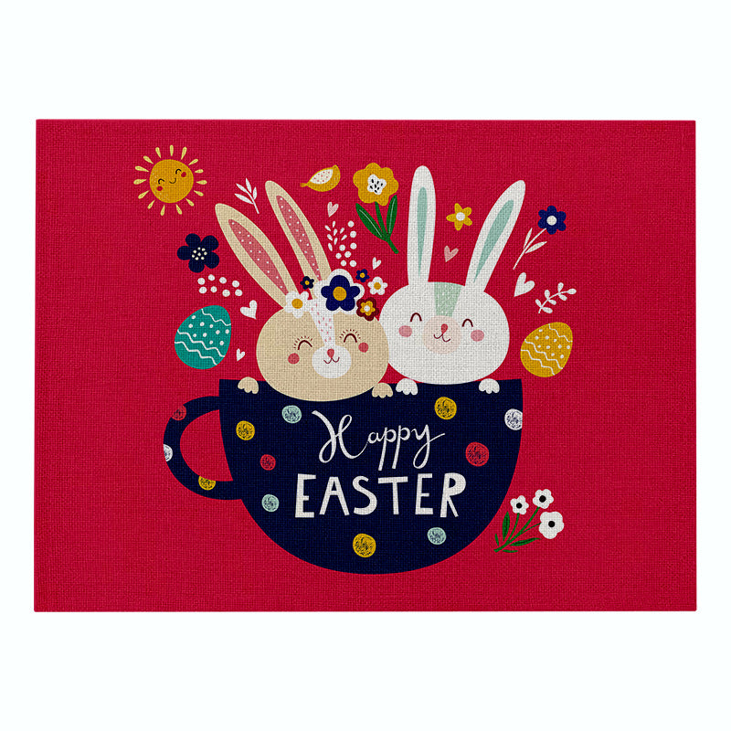 Home Cartoon Rabbit Kitchen Insulation Coaster Anti-scalding Cotton And Linen Western Placemat PearlNestDecor.com