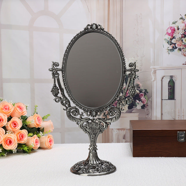 Rustic Double-Sided Makeup Mirror for Desktop Use LadyShow.Store
