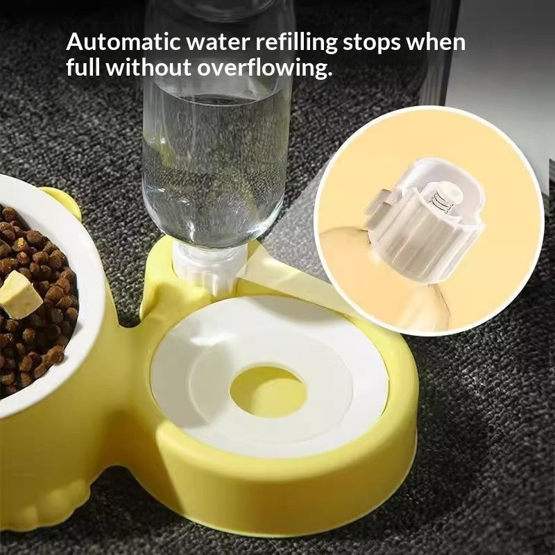 Pet Double Bowl Anti-Tip Cute Stainless Steel Food Bowl Pets Fashion