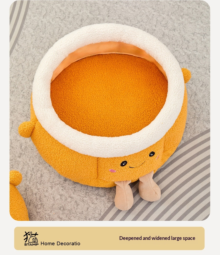 Orange-Themed Smile Face Cat Bed Pets Fashion