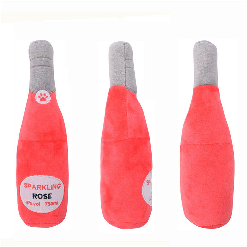Pet Cats And Dogs Vocal Toys Plush Wine Bottle Chewing Teeth Stick Donut Small Pets Fashion