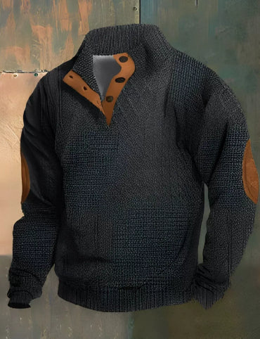 Stand Collar Long Sleeve Jacquard Knitted Pullover Sweater LadyShow.Store