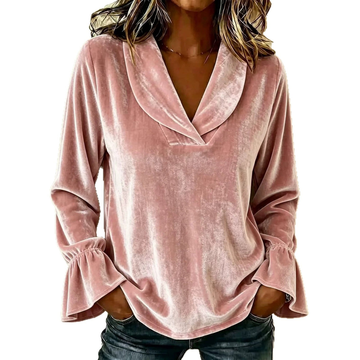New Solid-color Doll-collar Long-sleeve NorixaFashion.com